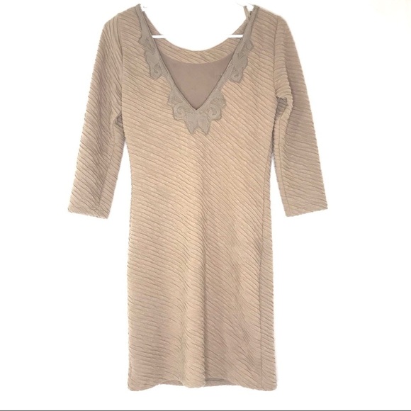 FREE PEOPLE Beige Textured Bodycon Dress - Picture 3 of 5